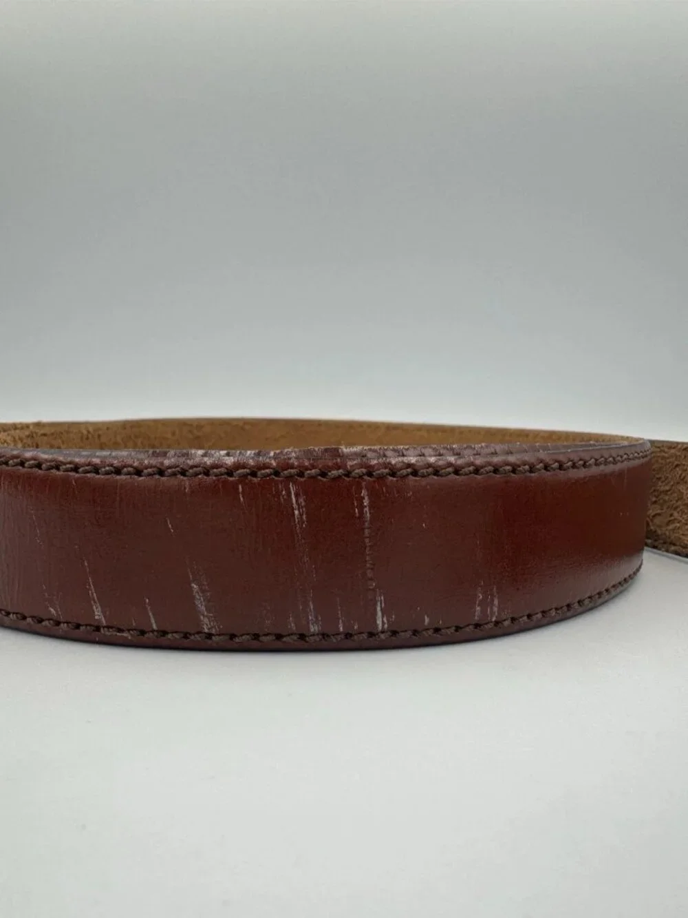 Vintage Harness Brown Cognac Cowhide Belt USA Sz 38